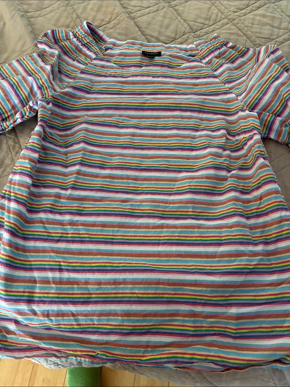 Talbots Multicolor Rainbow Stripe Short Sleeve Tee